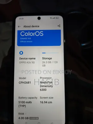 অপো এ৩এক্স ১২৮ জিবি ধূসর