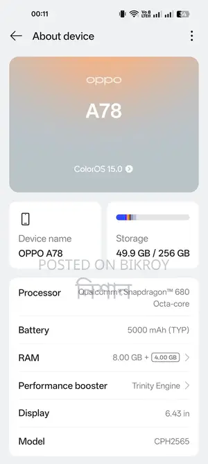 Oppo A78 4G 256 GB Blue