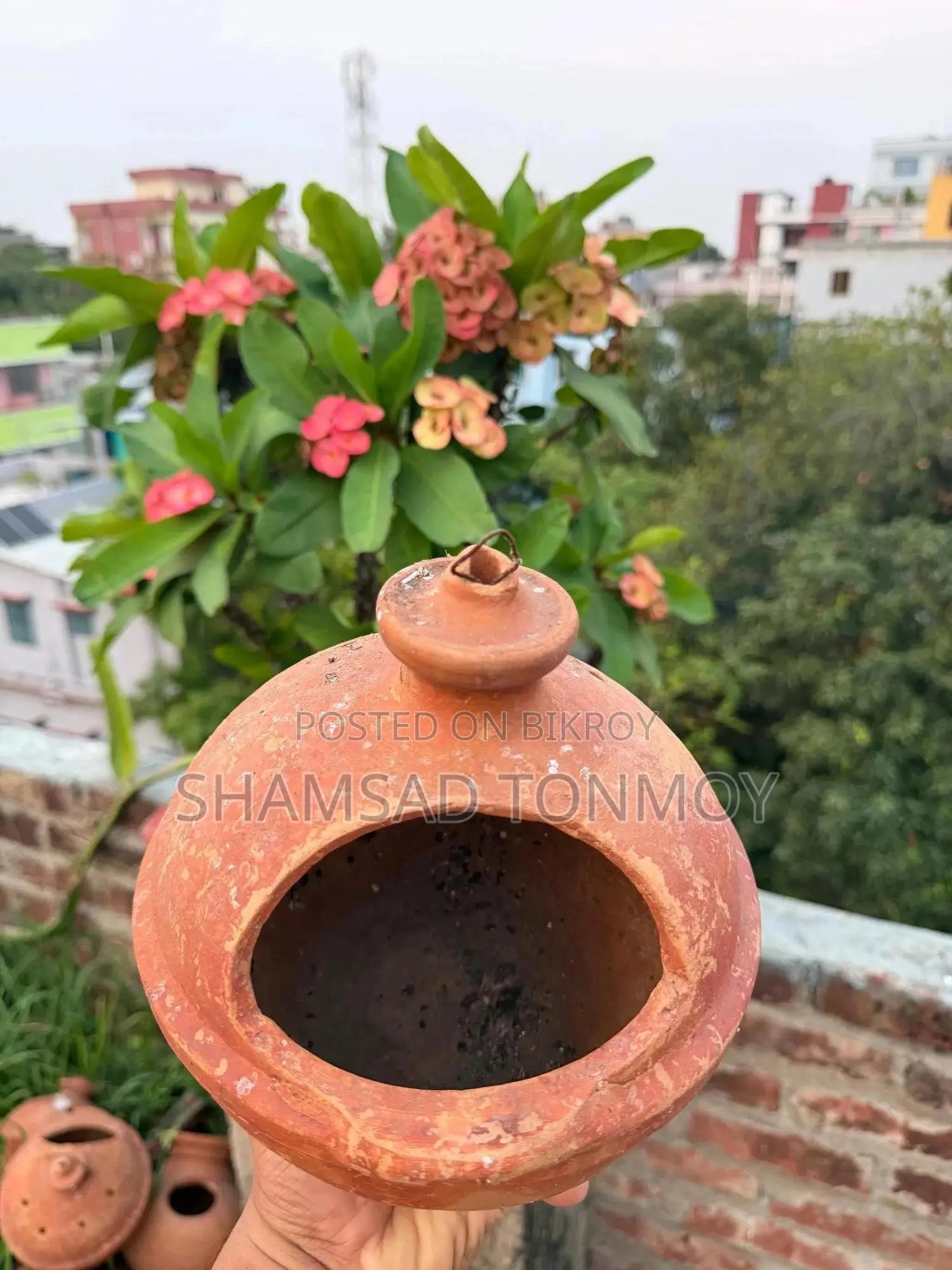 Clay pot sales post for pigeons and pet birds