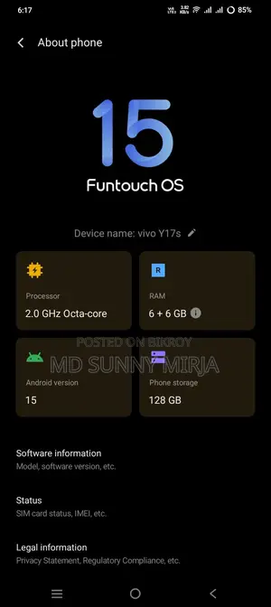 Vivo Y17s 128 GB Gray