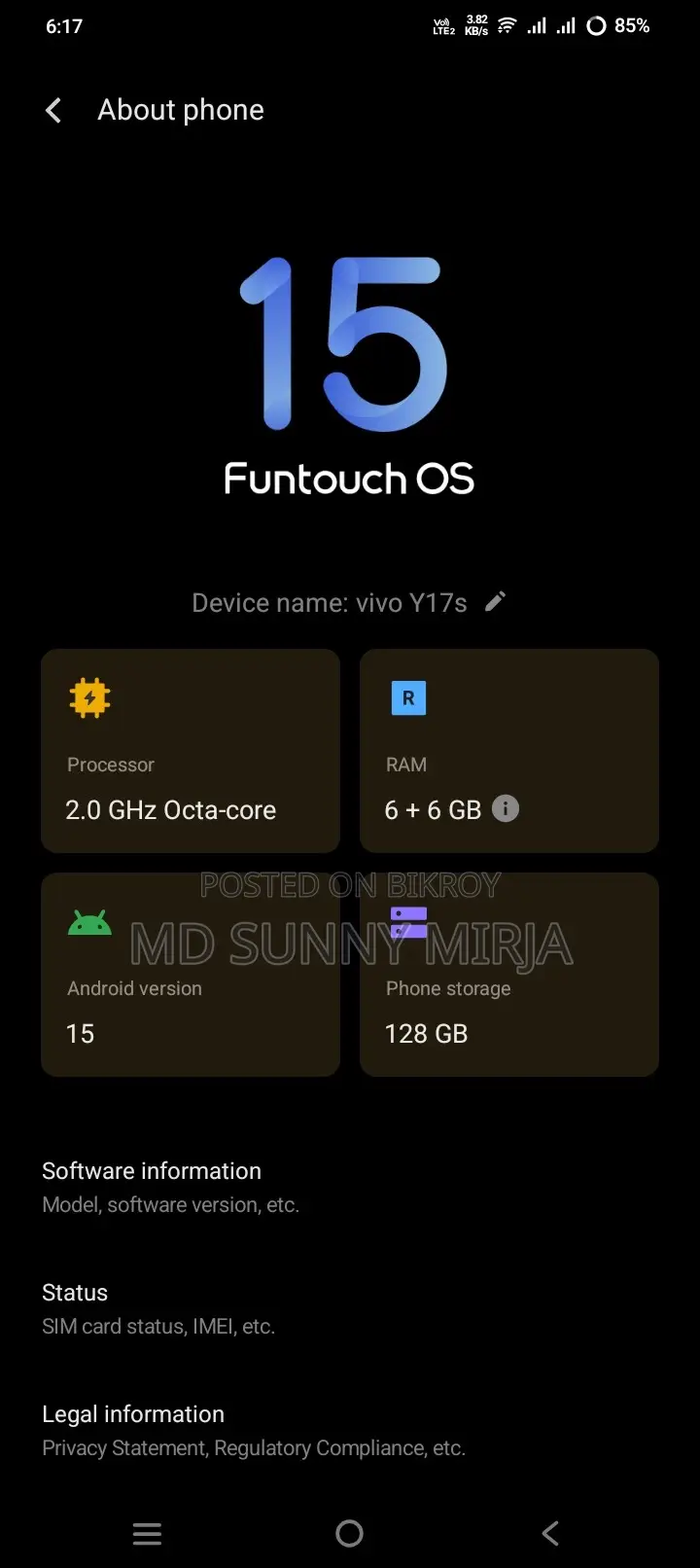 Vivo Y17s 128 GB Gray