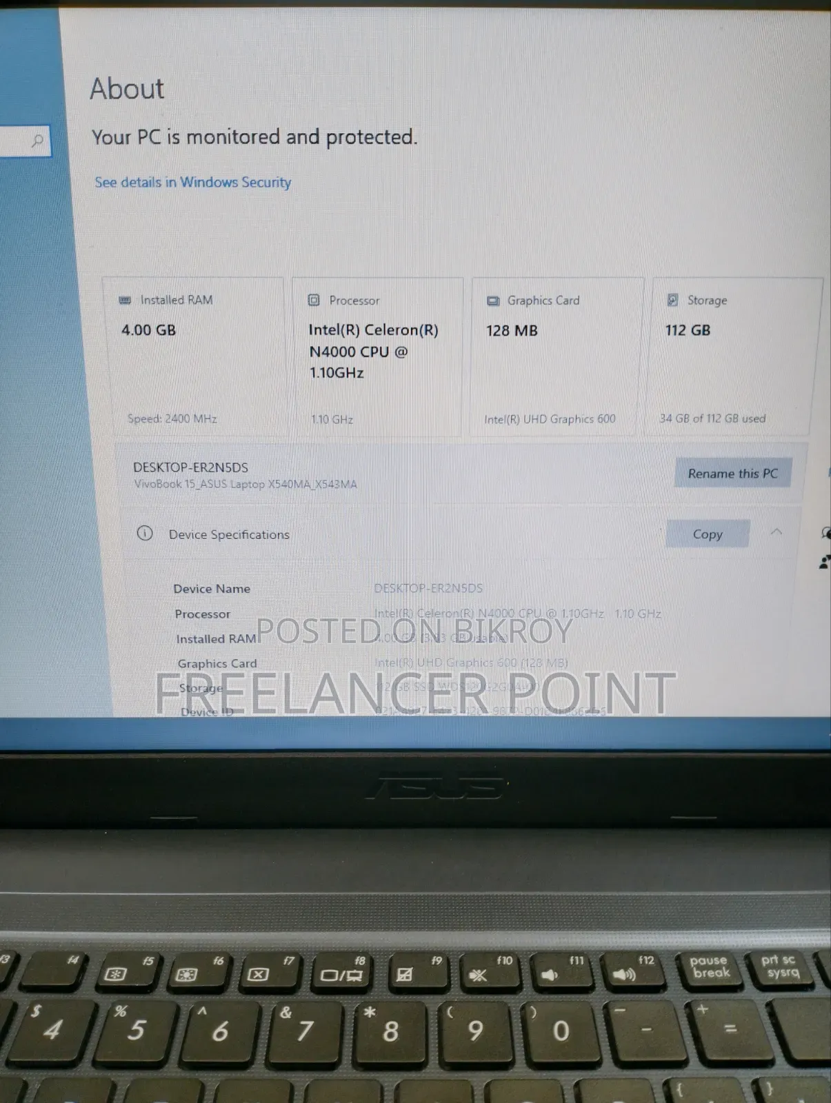 Laptop Asus VivoBook X540SA 4GB Intel Celeron SSD 128GB