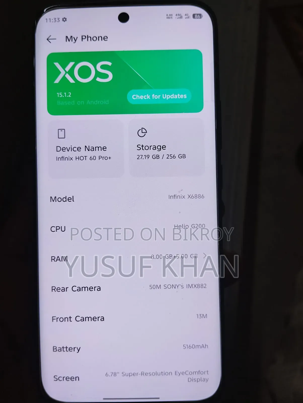 New Infinix Hot 60 Pro+ 256 GB Gray