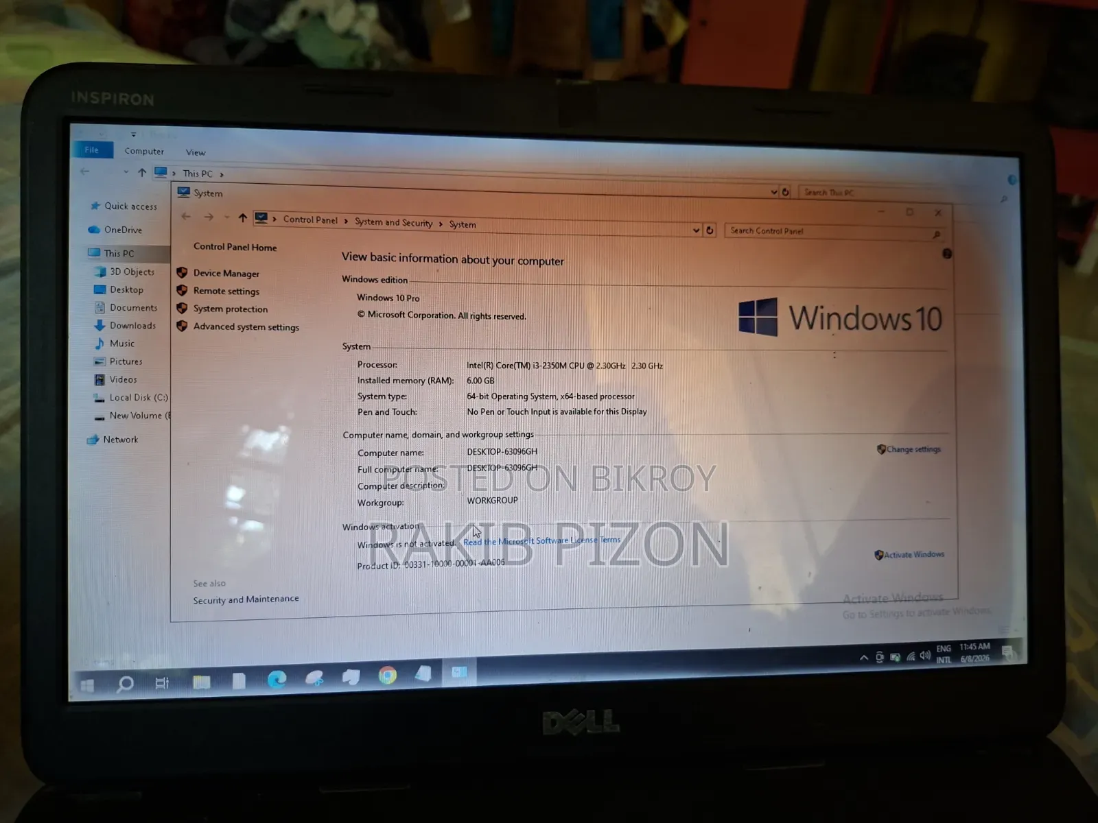 Laptop Dell Inspiron 5565 6GB Intel Core i3 SSD 128GB