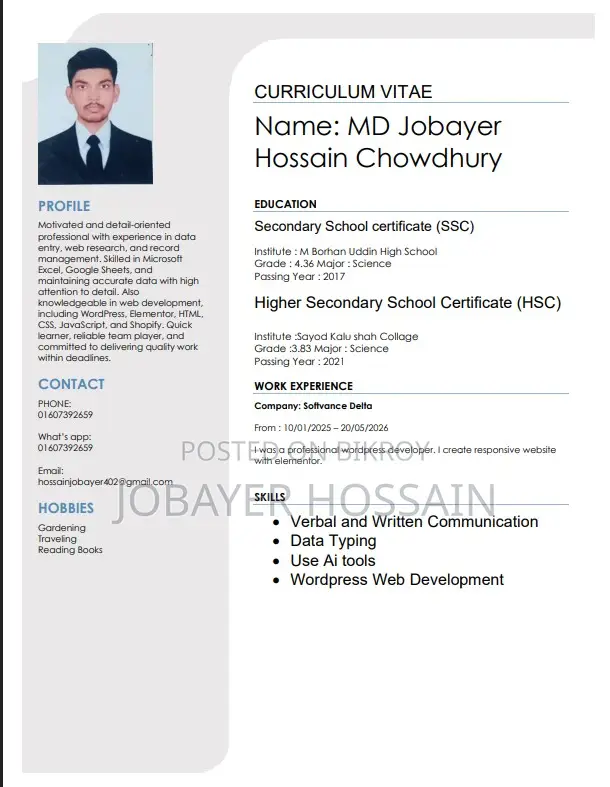 Computing IT CV