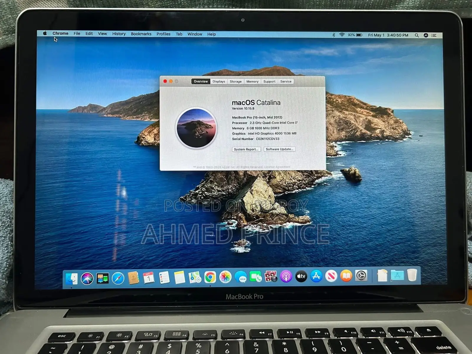 Laptop Apple MacBook Pro 2015 6GB Intel Core i7 SSD 500GB