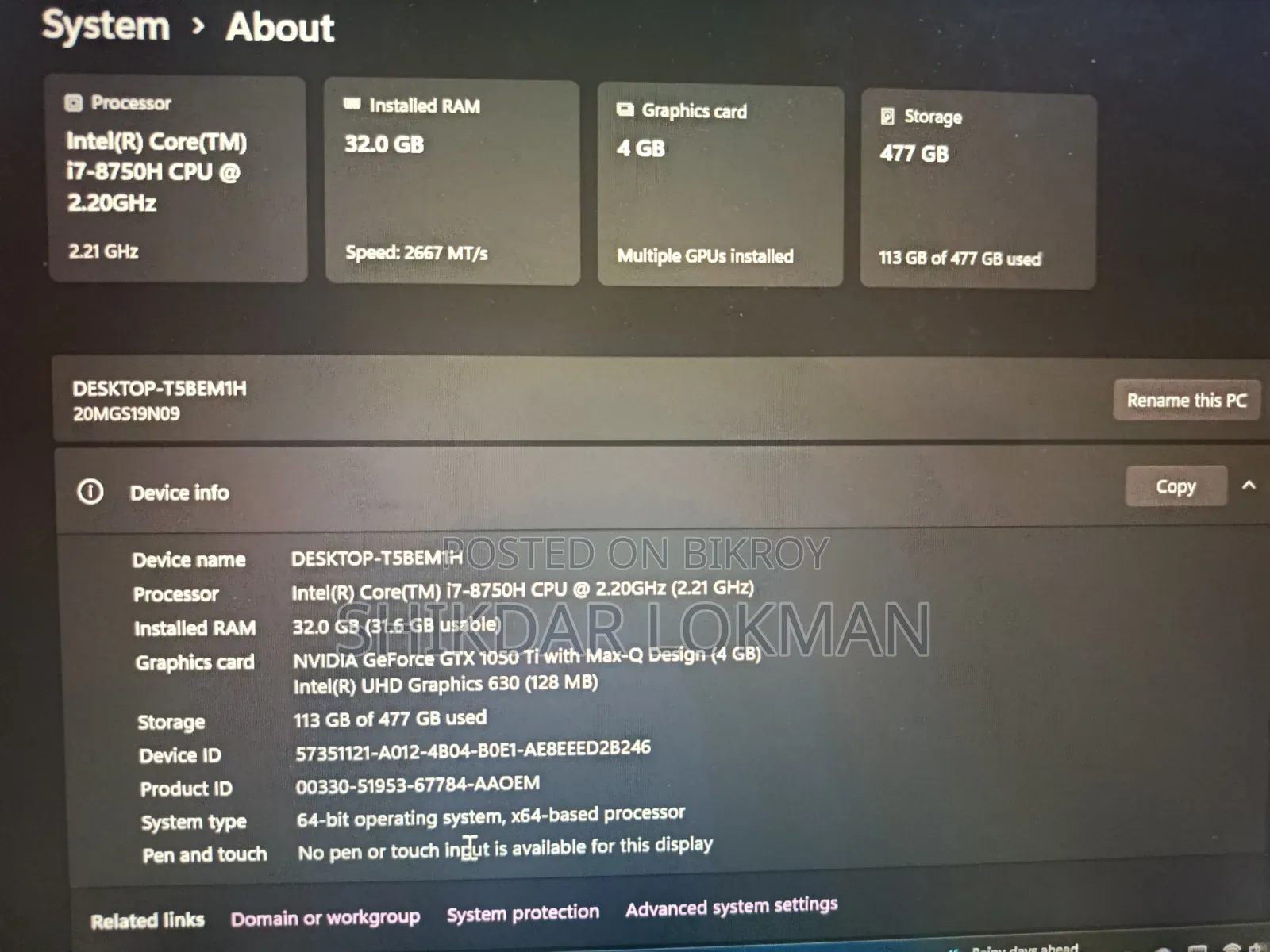 Laptop Itel 8GB Intel SSD 512GB