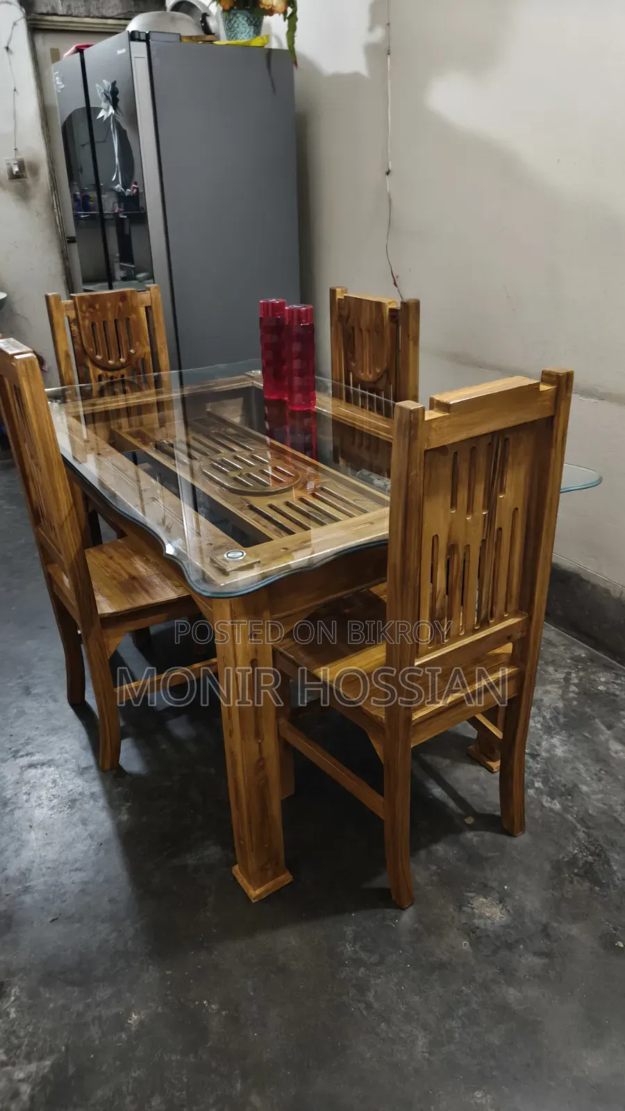 চিটাগং সেগুন কাঠের ডাইনিং টেবিল চেয়ার