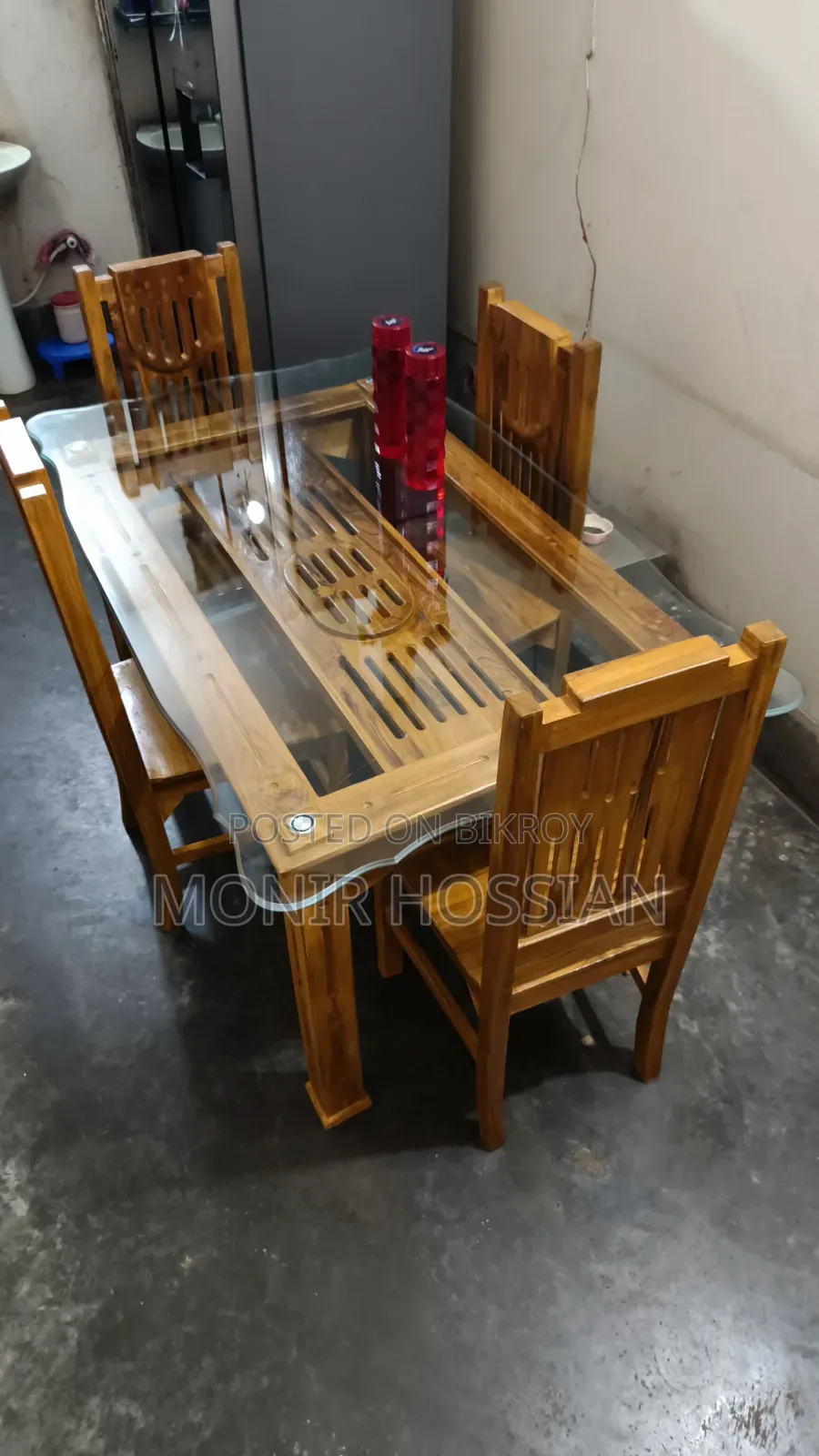 চিটাগং সেগুন কাঠের ডাইনিং টেবিল চেয়ার