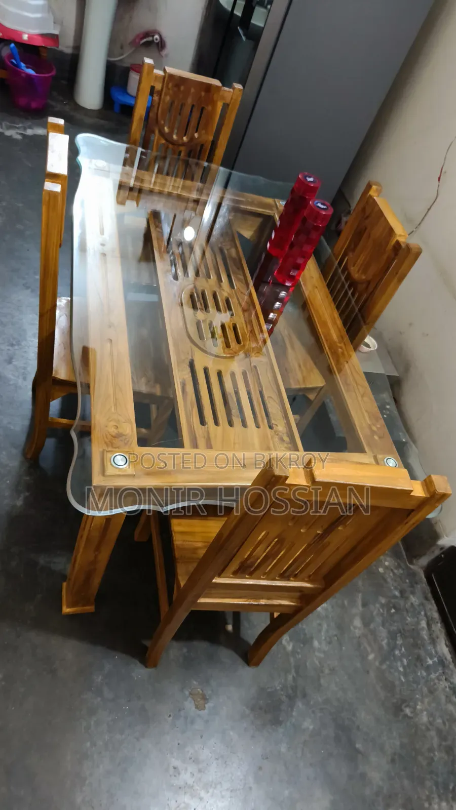 চিটাগং সেগুন কাঠের ডাইনিং টেবিল চেয়ার