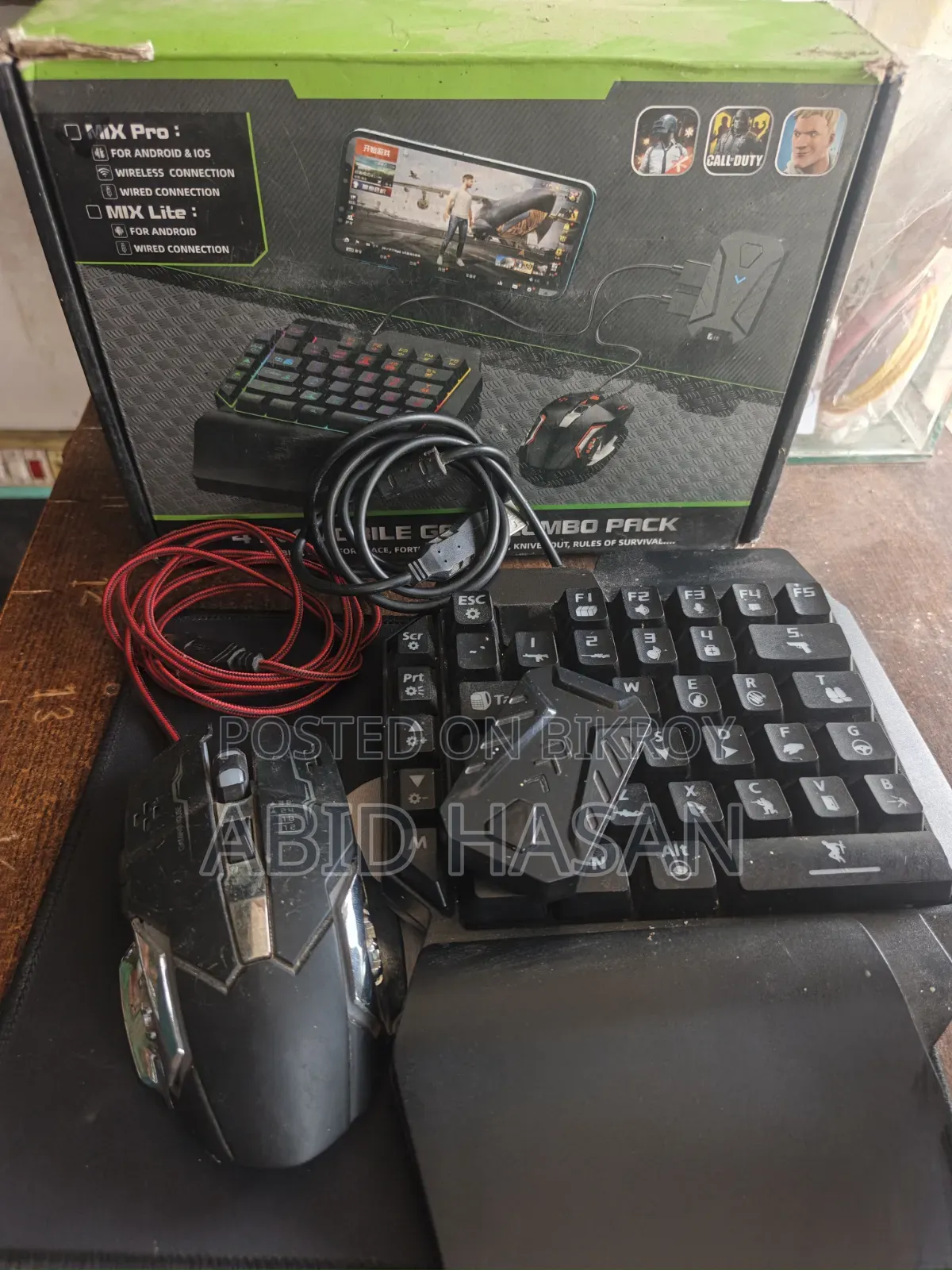 Mobile Gaming Combo (Mix Pro) Keyboard Mouse for Free Fire/Pubg