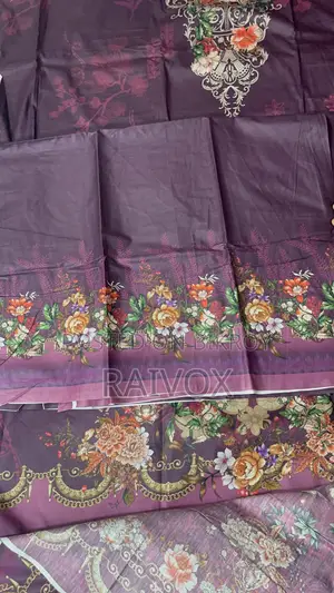Honey Cotton Deep Plum Purple Floral Unstitched Three Piece