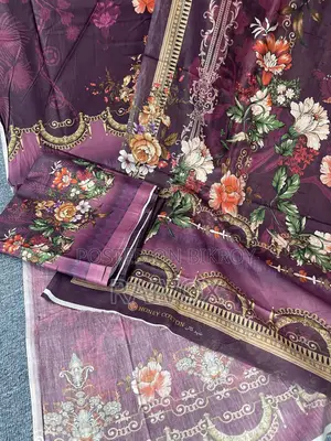 Honey Cotton Deep Plum Purple Floral Unstitched Three Piece