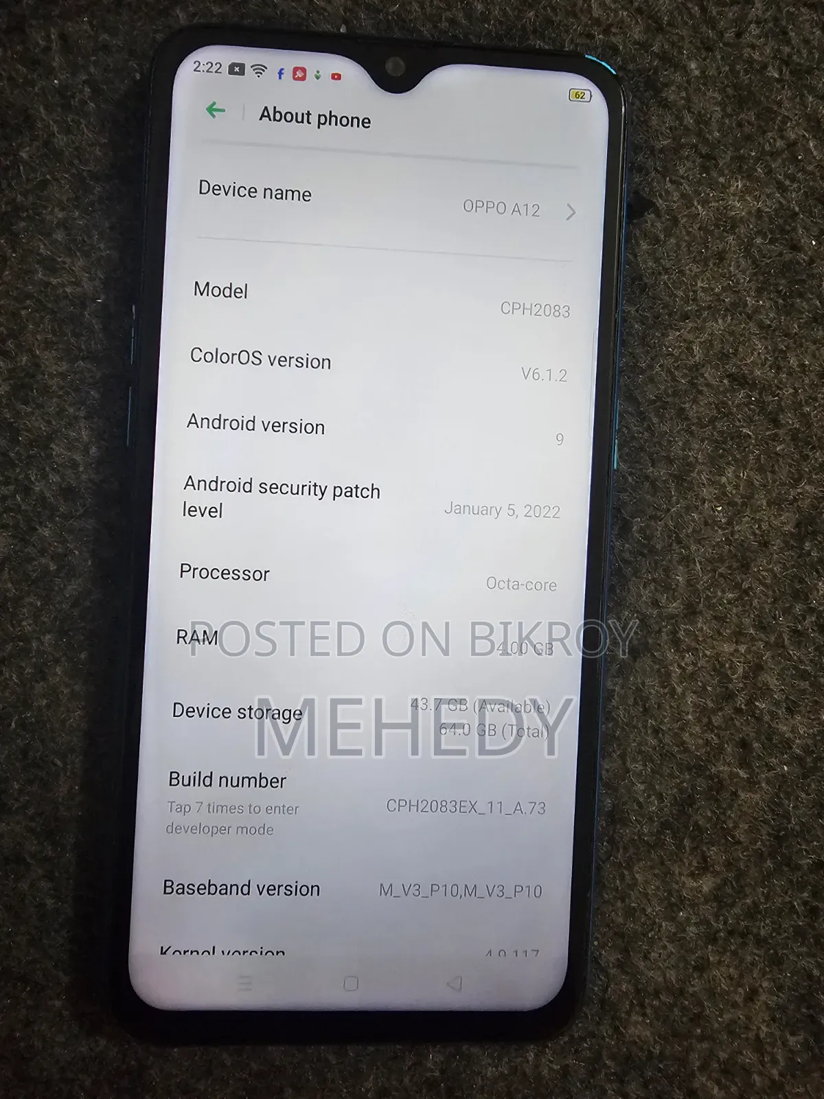 Oppo A12 64 GB Blue