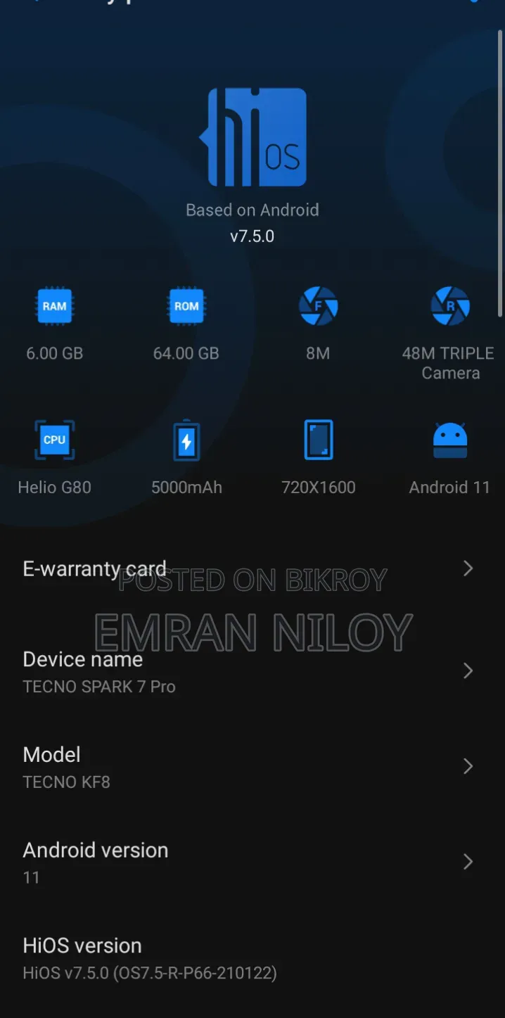 Tecno Spark 7P 64 GB Gray