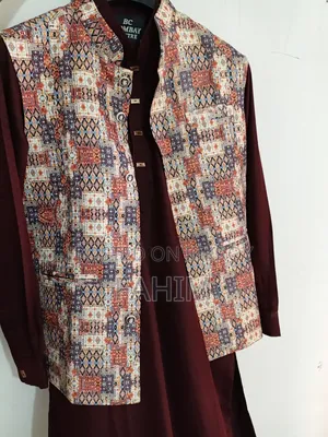 Dark Red Original Indian Panjabi With Matching Premium Coat – For Sale