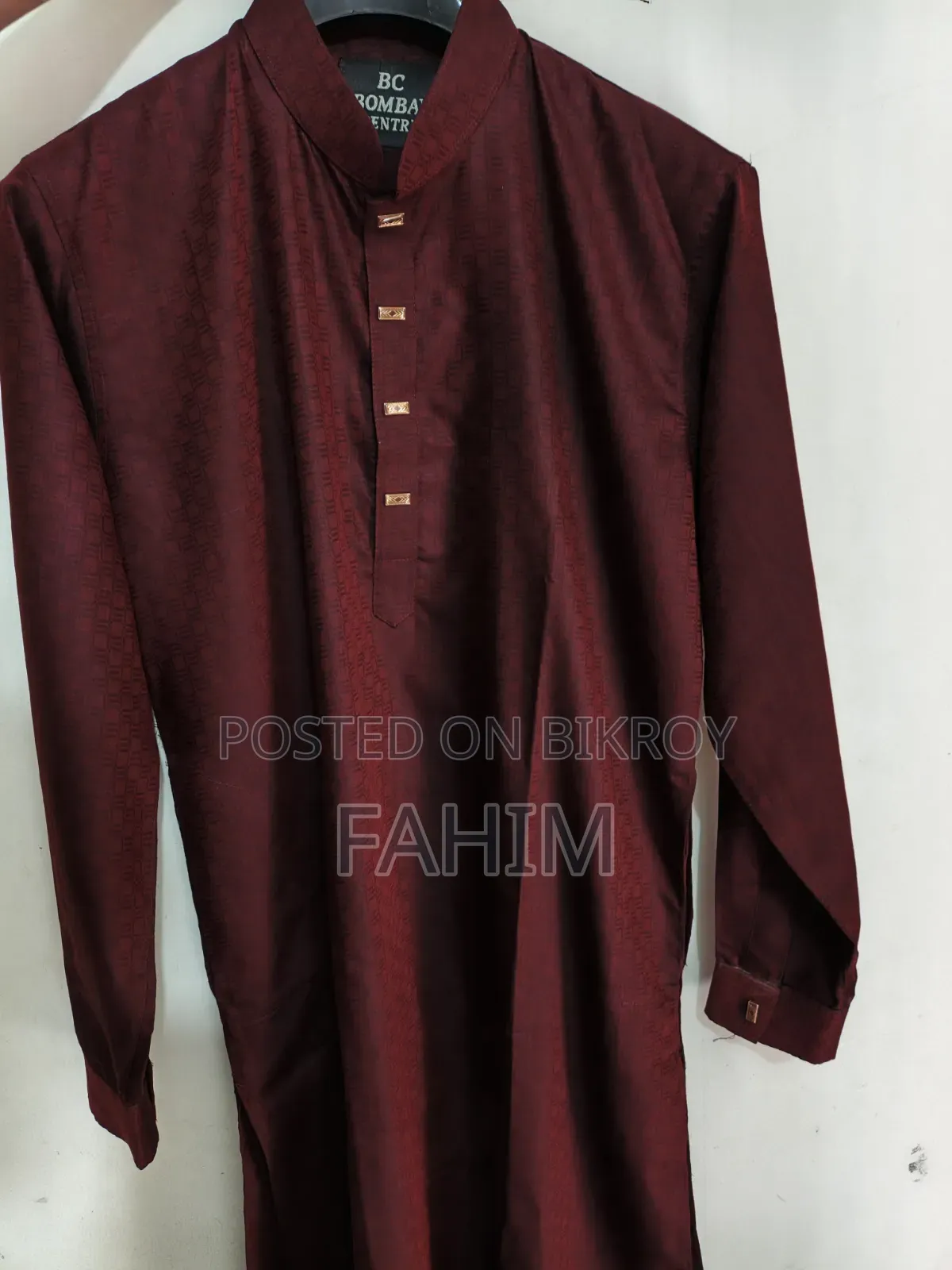 Dark Red Original Indian Panjabi With Matching Premium Coat – For Sale