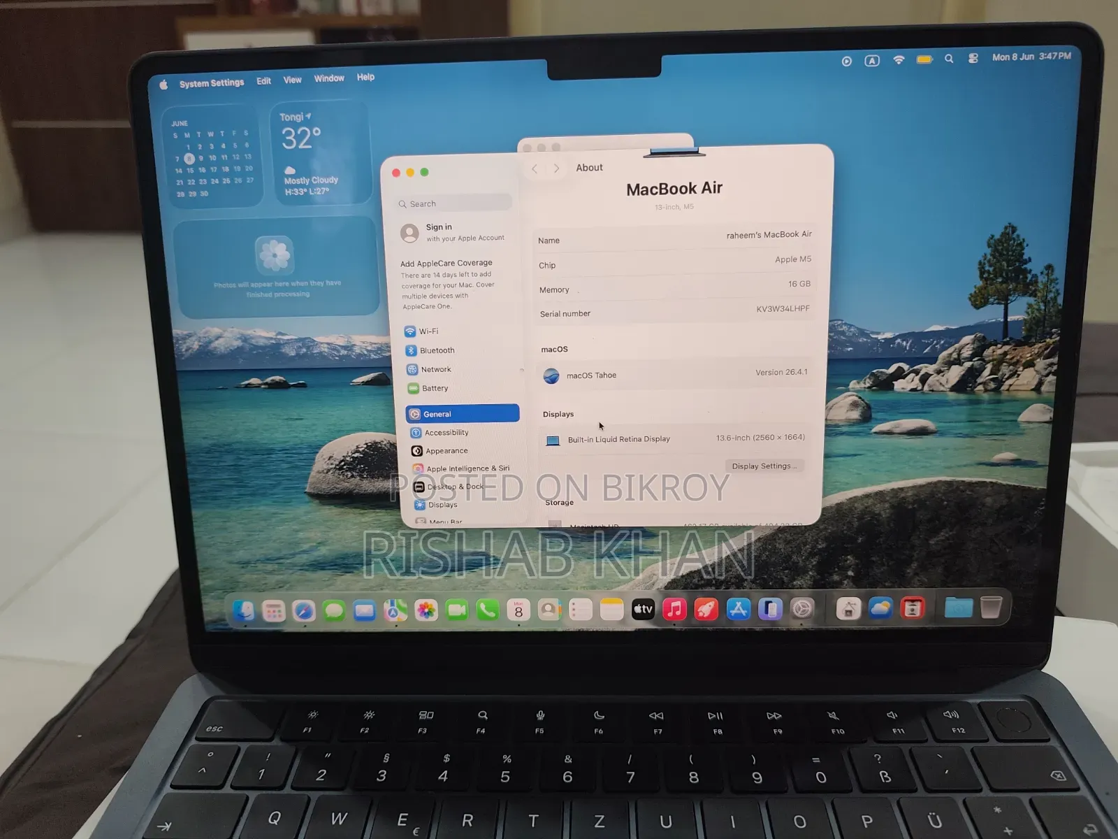 New Laptop Apple MacBook Air 2026 M5 16GB Apple M5 SSD 512GB
