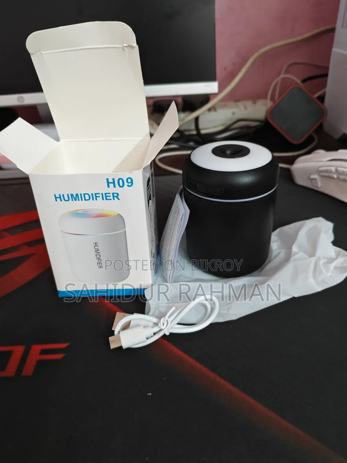 H09 Mini Usb Humidifier | Rgb Light | 180ml Water Tank | New