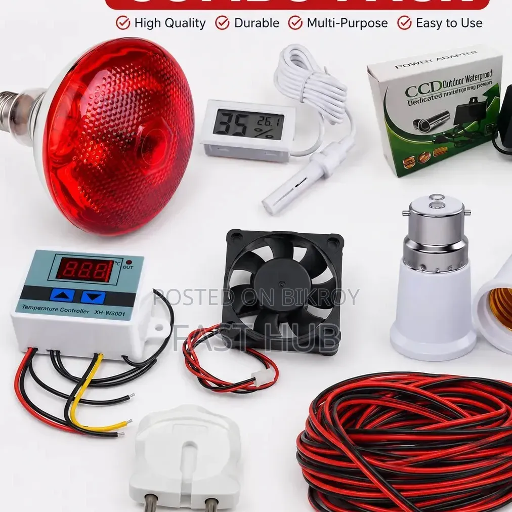 Infrared Bulb, Temperature Controller, Hygrometer, Fan Adapter