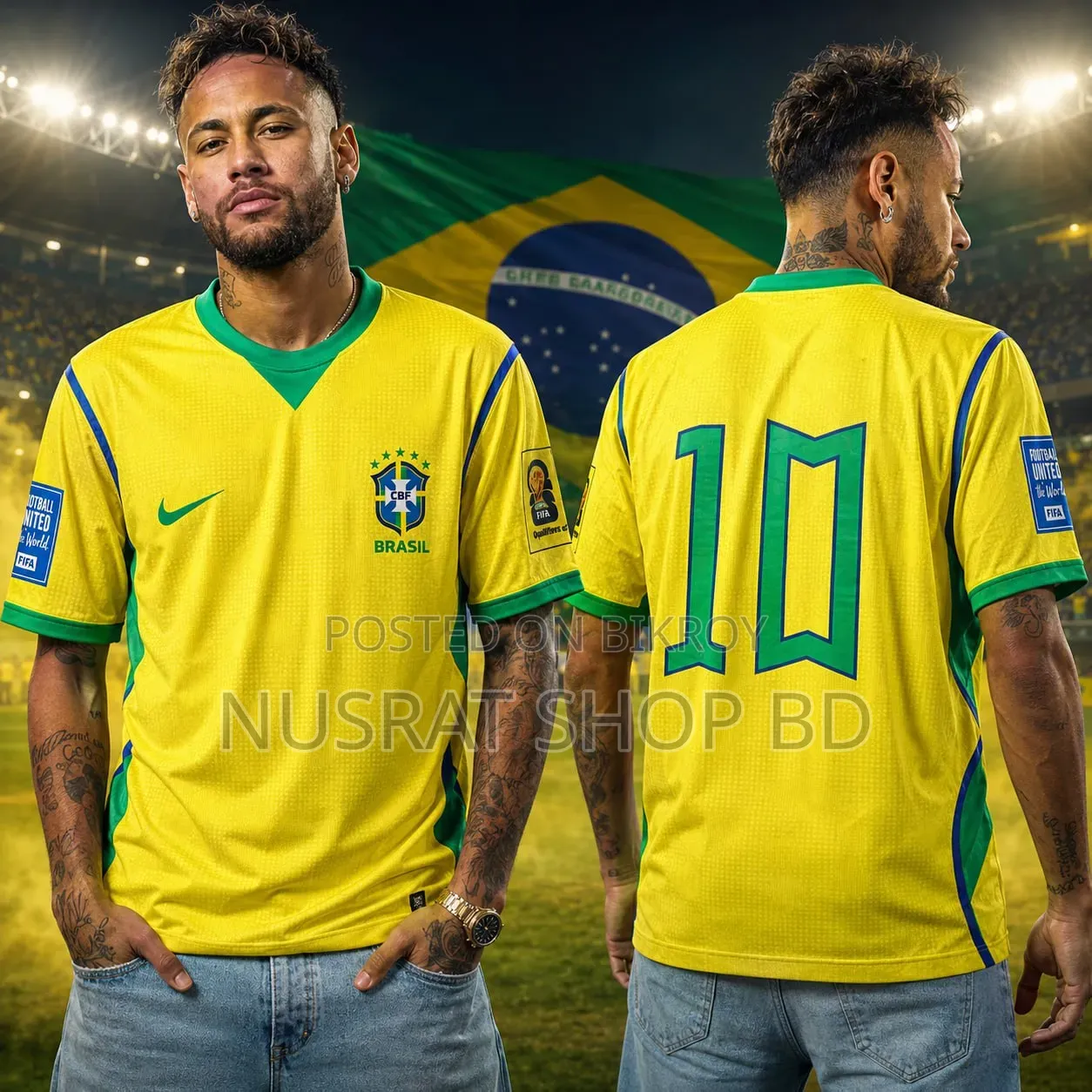 Brazil National Football Team Home Jersey - Iconic No. 10 Code:4963
