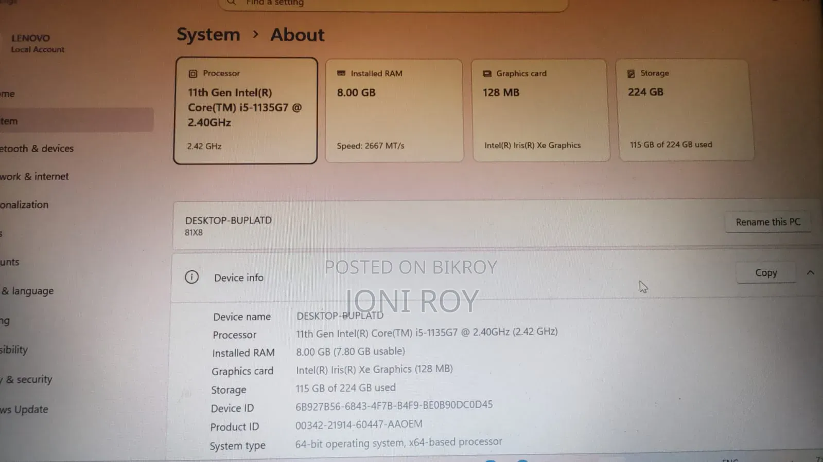 Laptop Lenovo Ideapad 3 8GB Intel Core i5 SSD 256GB