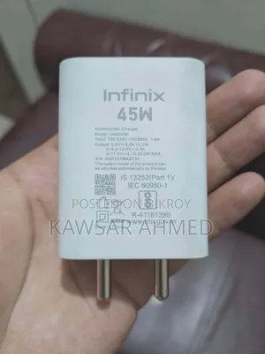 Original Infinix 45W Fast Charger With Type C Cable