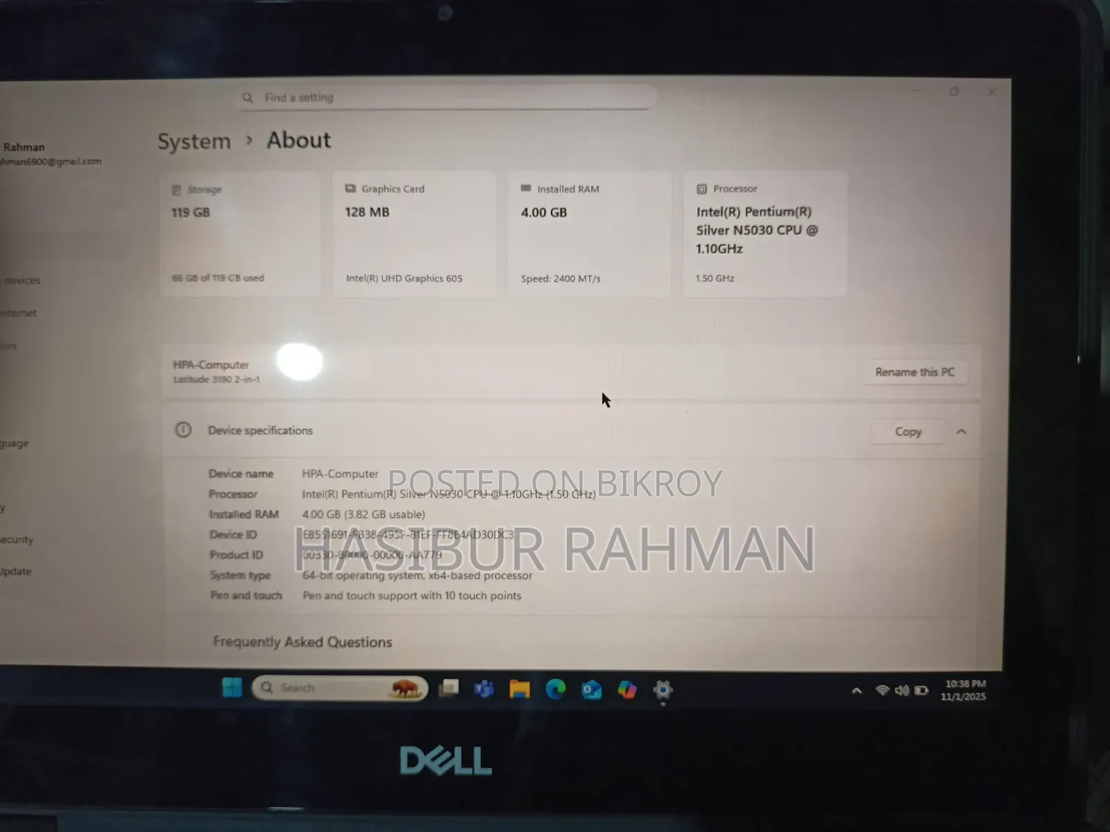 Laptop Dell Latitude 11 3190 4GB Intel Pentium SSD 128GB
