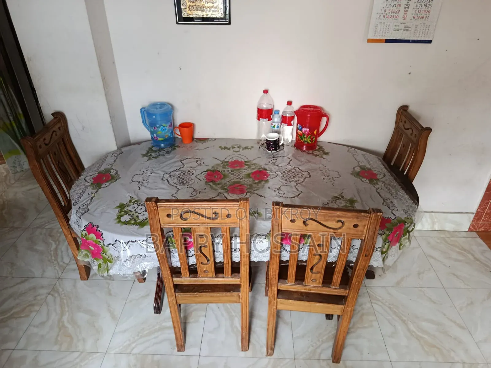 ডাইনিং ৬ চেয়ার সেগুন কাঠ