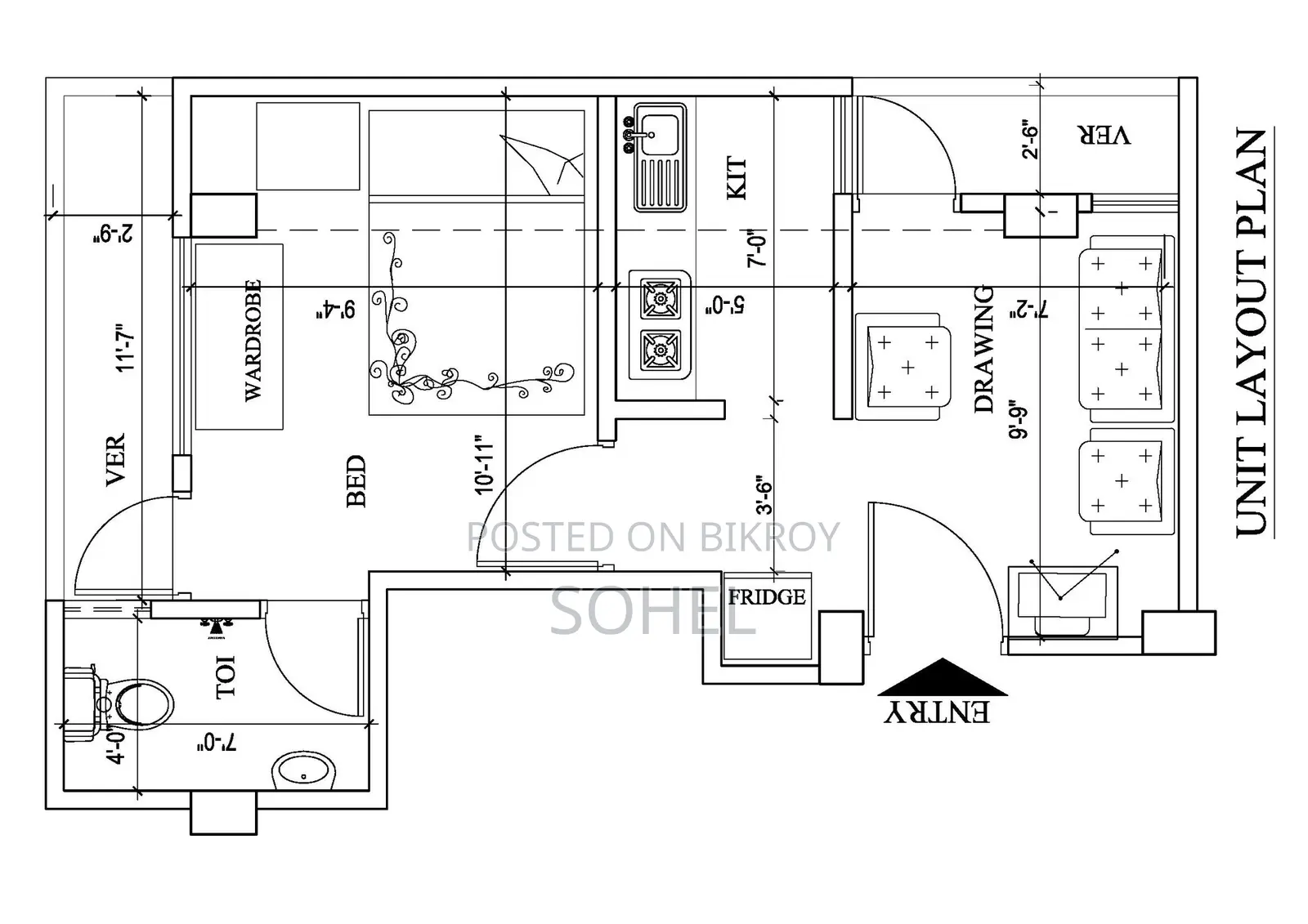 1-bedroom Apartment in Mirpur for Rent
