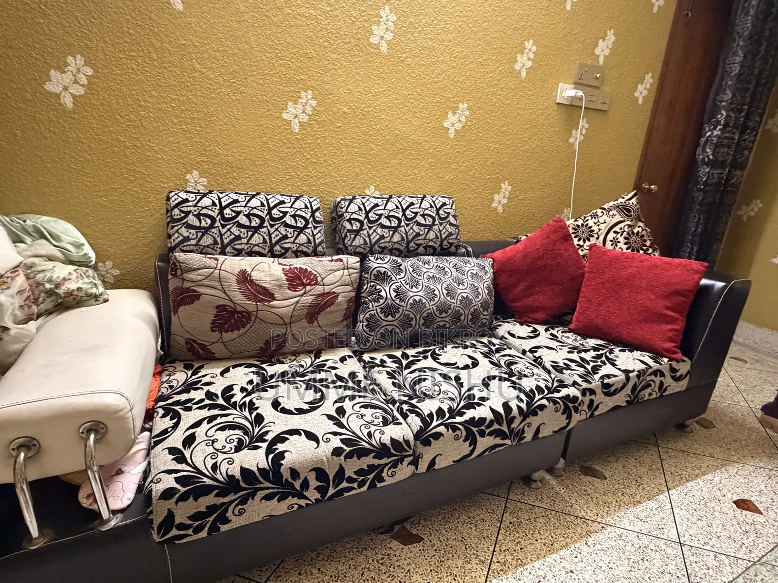 Modern Leather Black Sofa Set