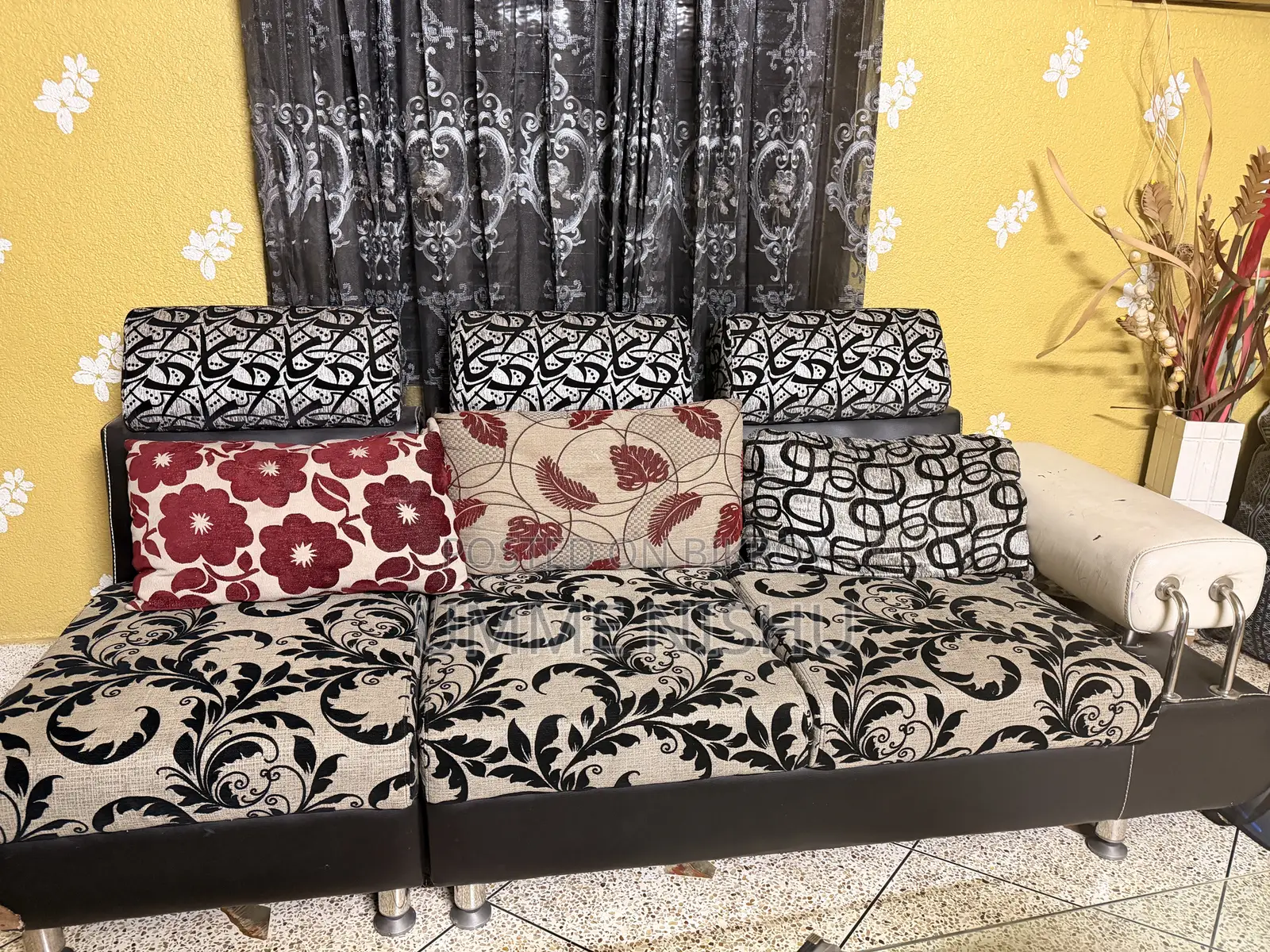 Modern Leather Black Sofa Set