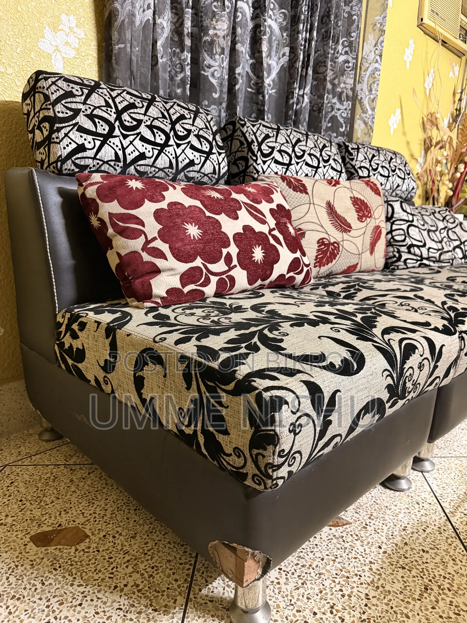 Modern Leather Black Sofa Set