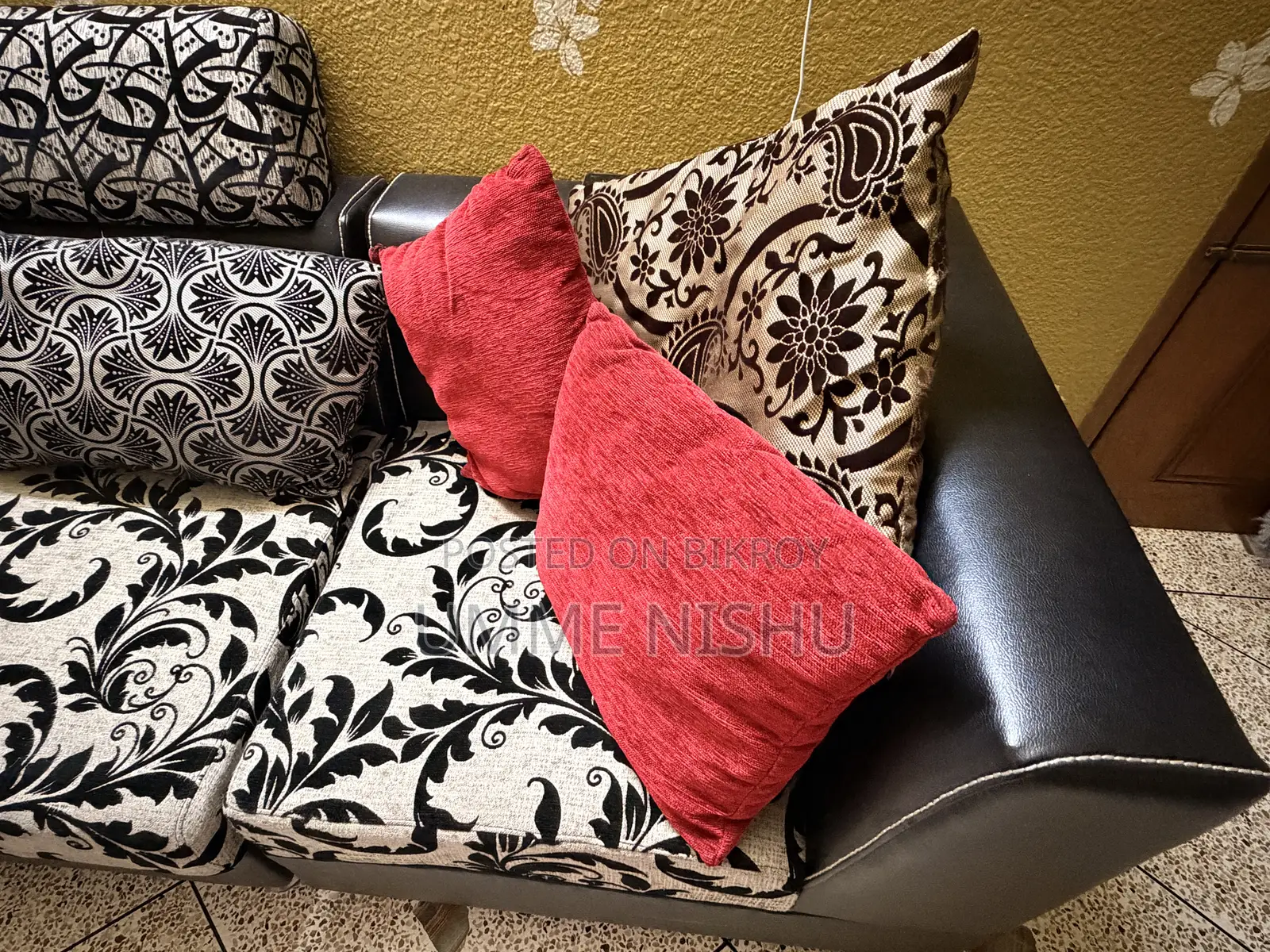 Modern Leather Black Sofa Set