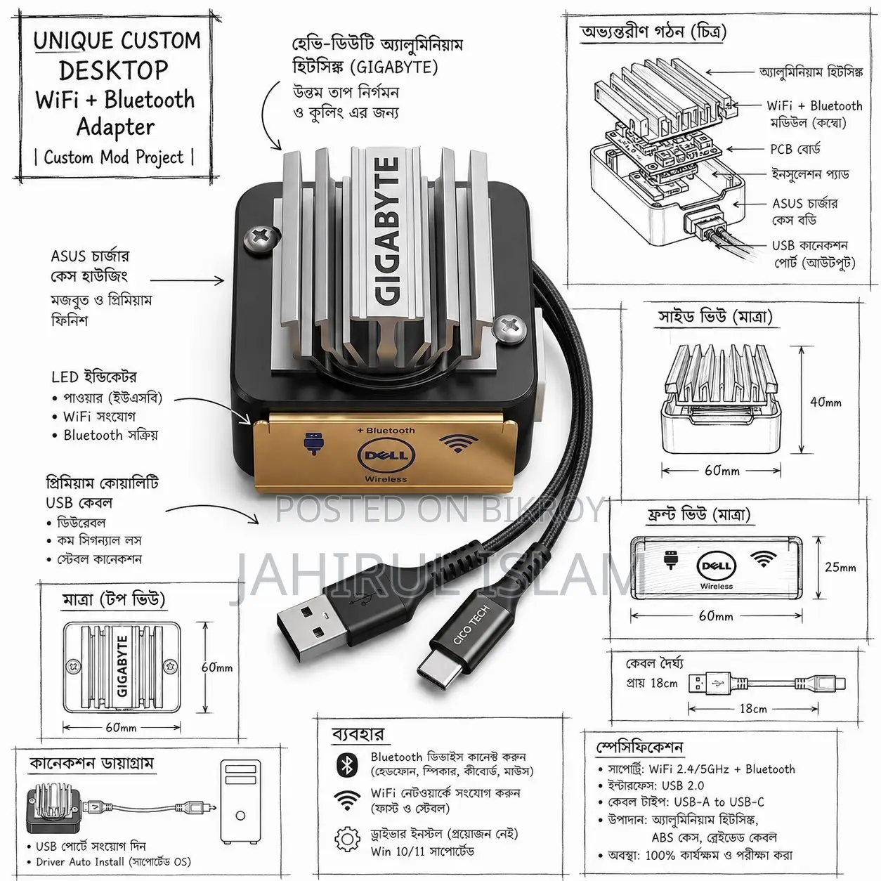 Unique Desktop Wifi + Bluetooth Adapter | Custom Mod Unique Piece