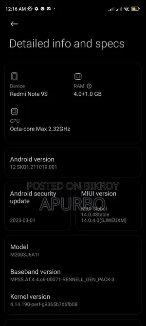 Xiaomi Redmi Note 9S 64 GB White