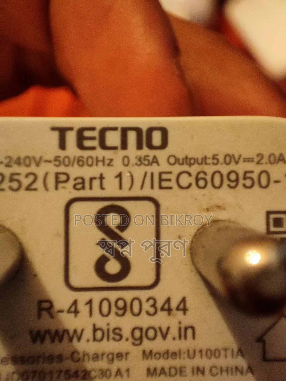 Tecno Original Charger Type C