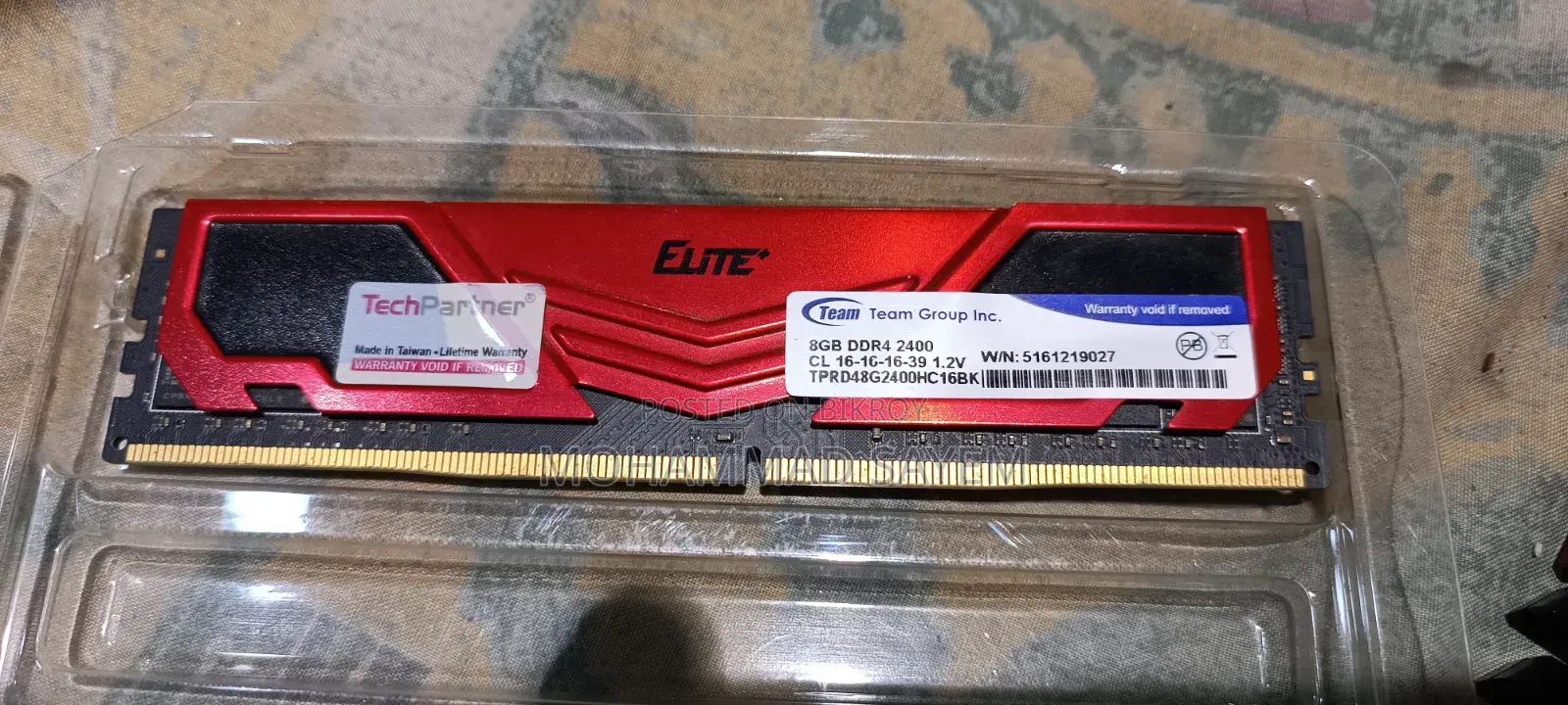 Team Elite Plus Red 8GB DDR4 2400, U-DIMM Desktop RAM Module