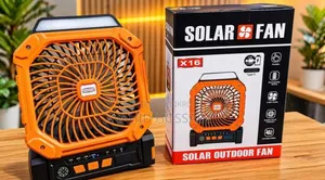 Rechargeable Solar Fan runs for 15 hours on a single charge