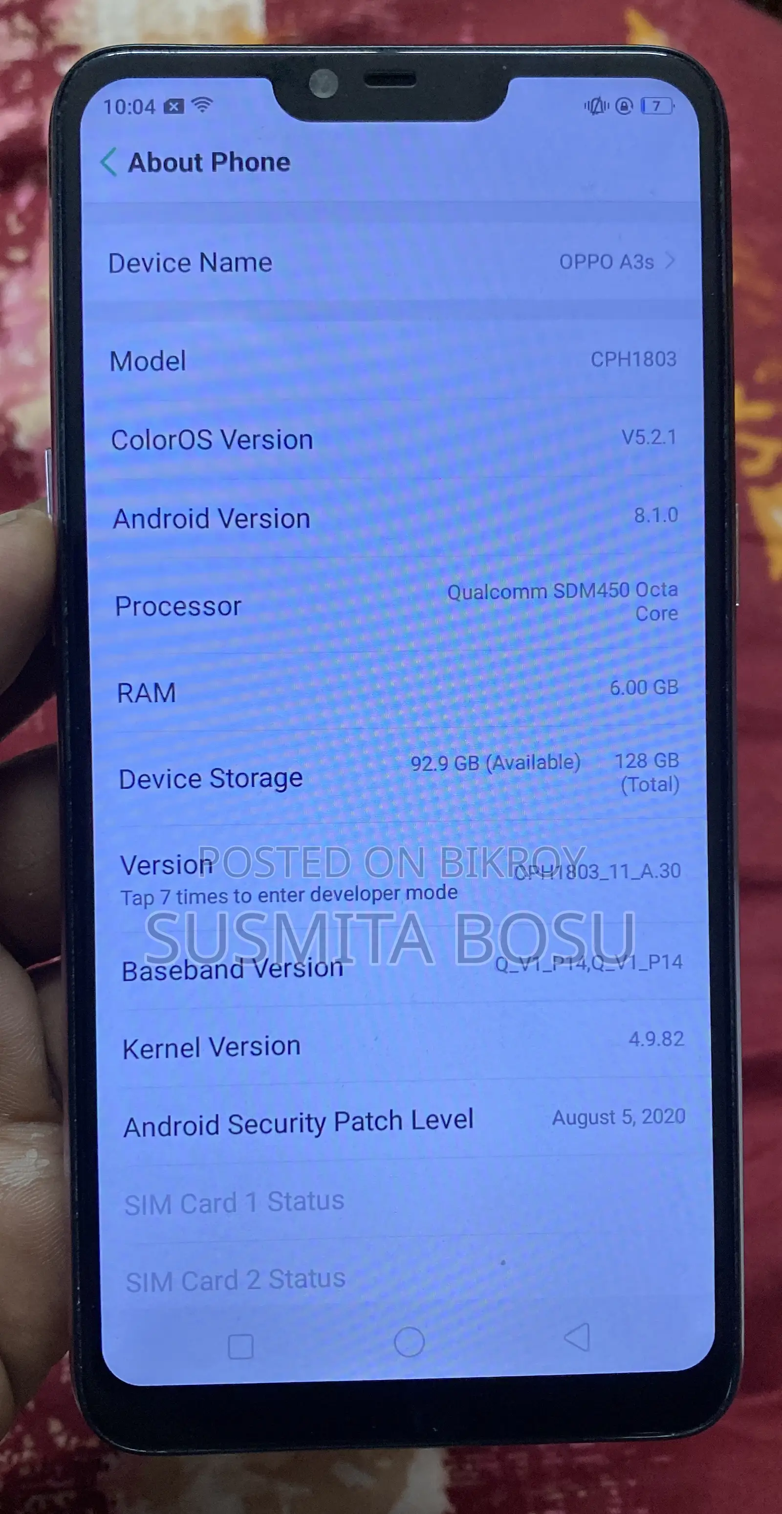 Oppo A3s 64 GB Pink