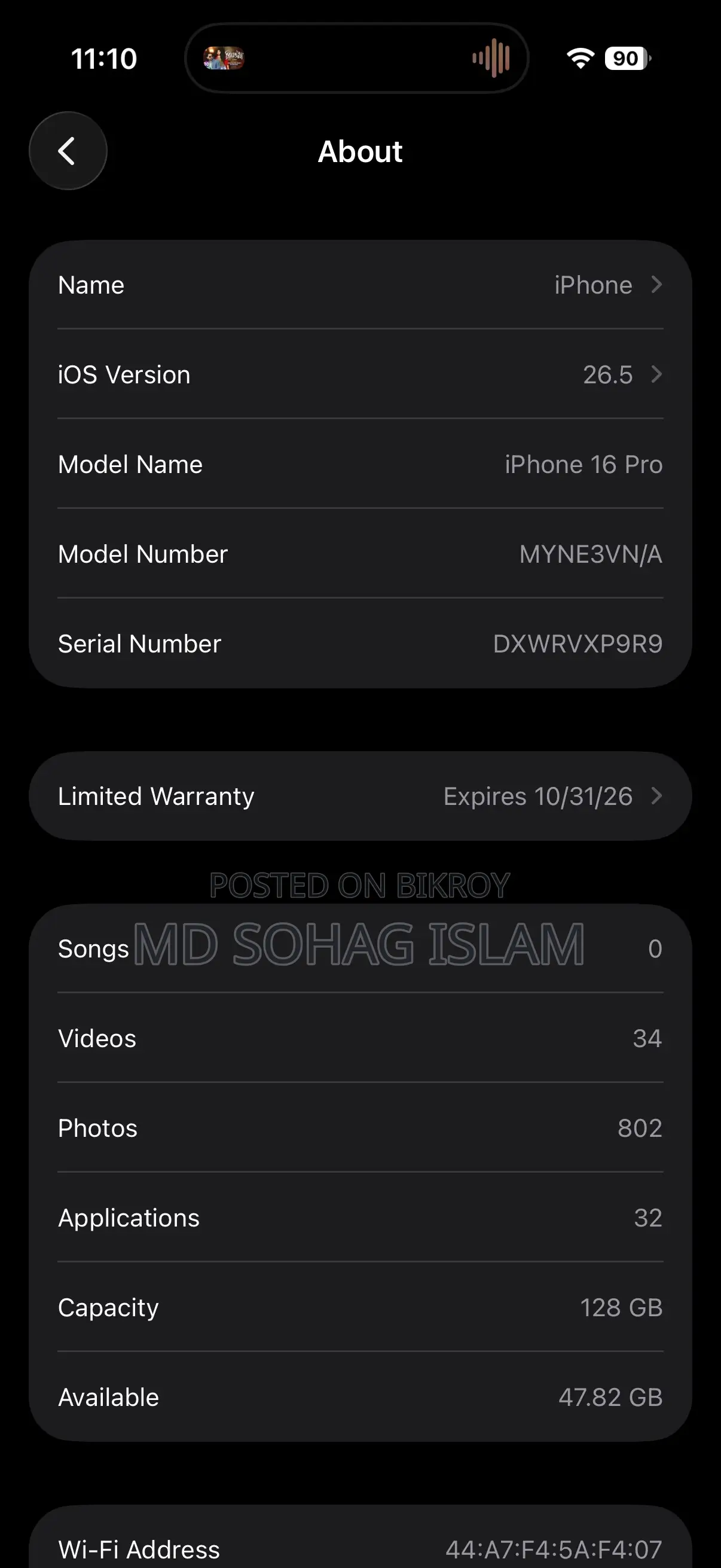 Apple iPhone 16 Pro 128 GB White