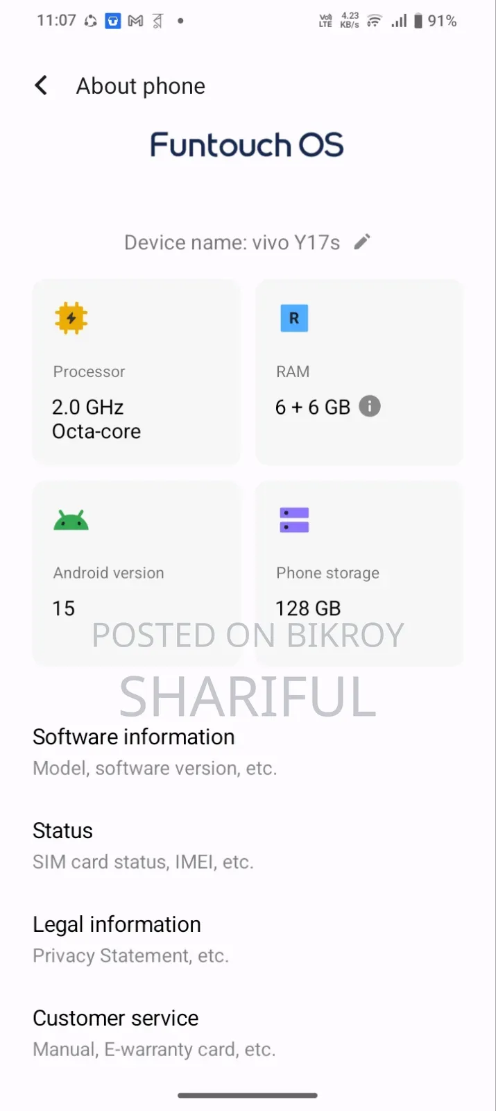 Vivo Y17 128 GB Blue