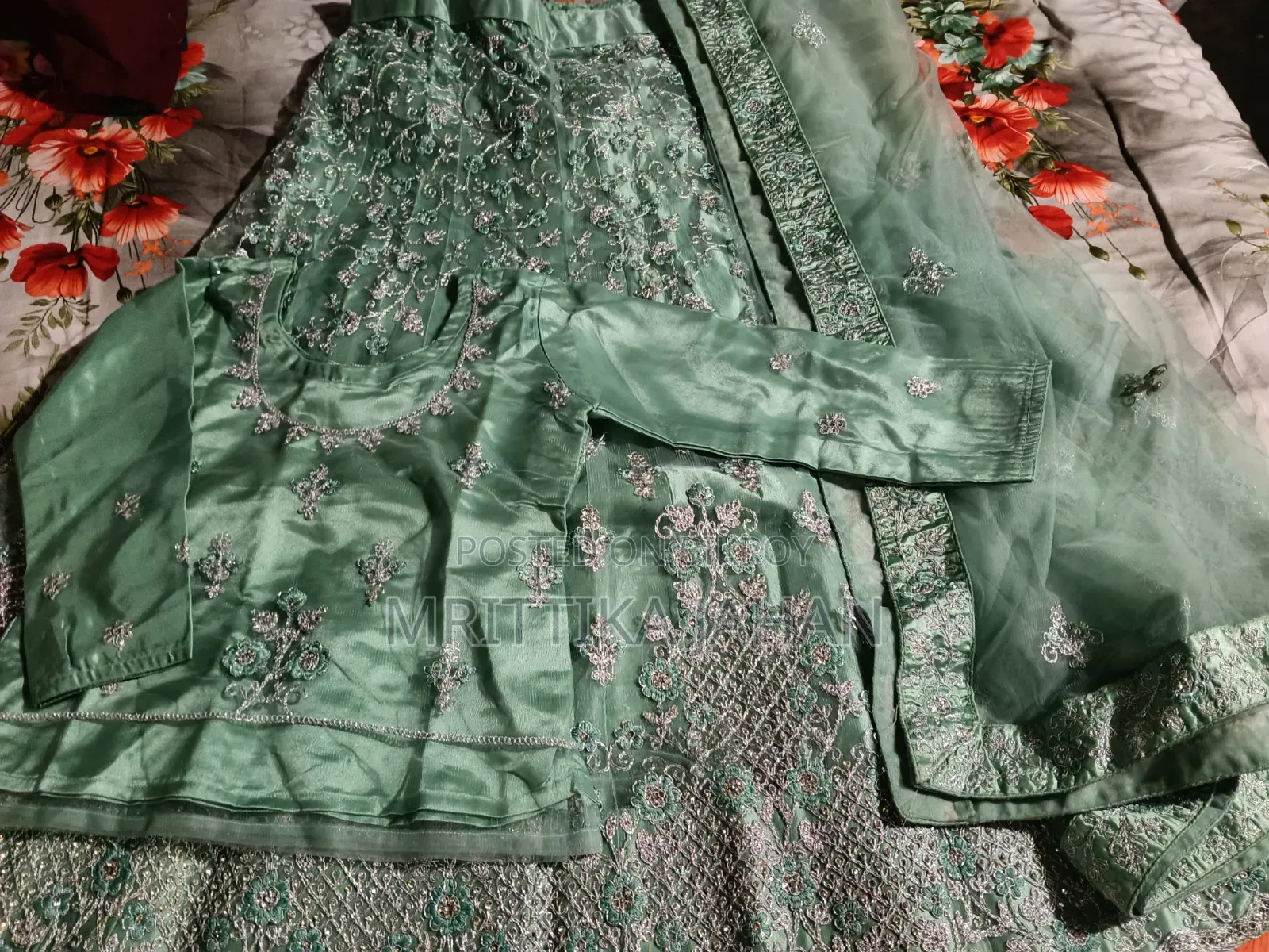Mint Green Party Wear Lehenga (Excellent Condition)