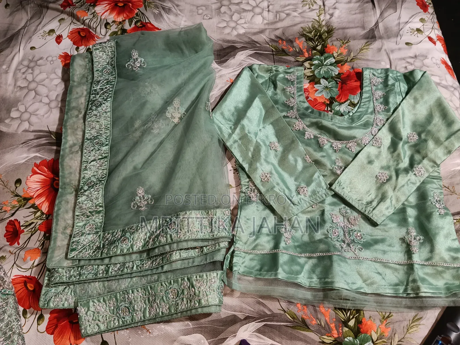 Mint Green Party Wear Lehenga (Excellent Condition)