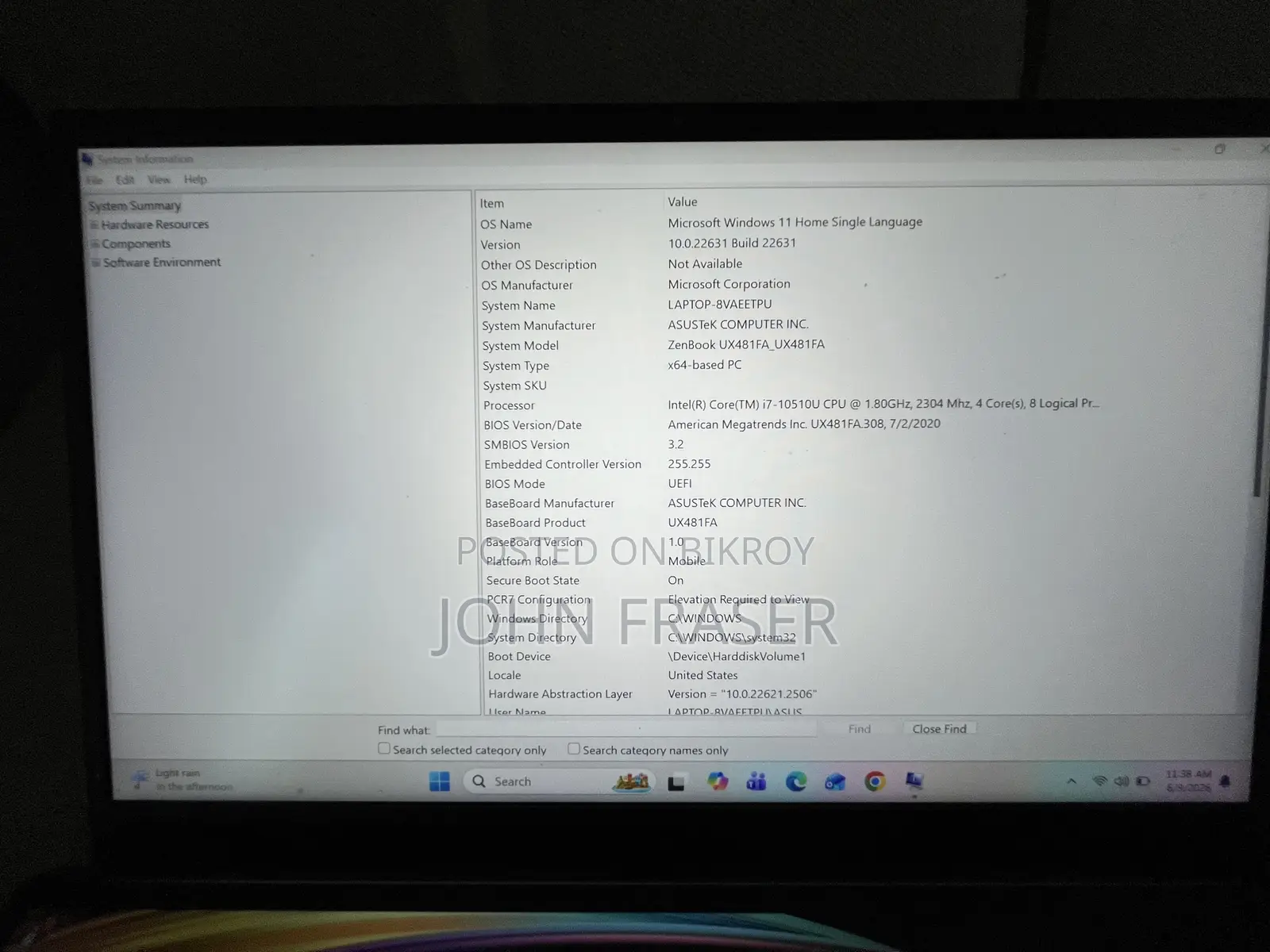 Laptop Asus Zenbook 14 UX434 8GB Intel Core i7 SSD 512GB