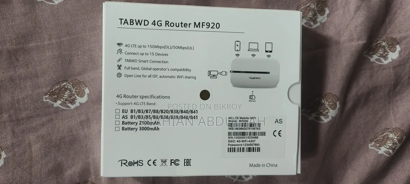 Tabwd 4G Pocket Router MF920