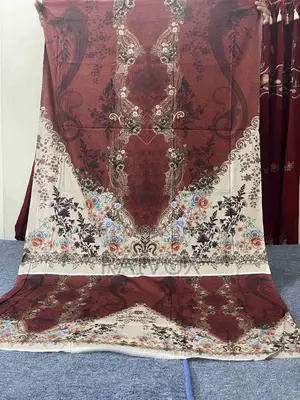 Deep Maroon Floral Zamzam Luxury Lawn Three Piece | 100% Pure Cotton