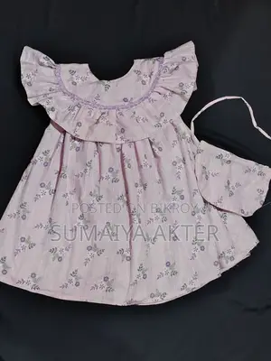 Cotton frock for baby girls with a beautiful matching bag.