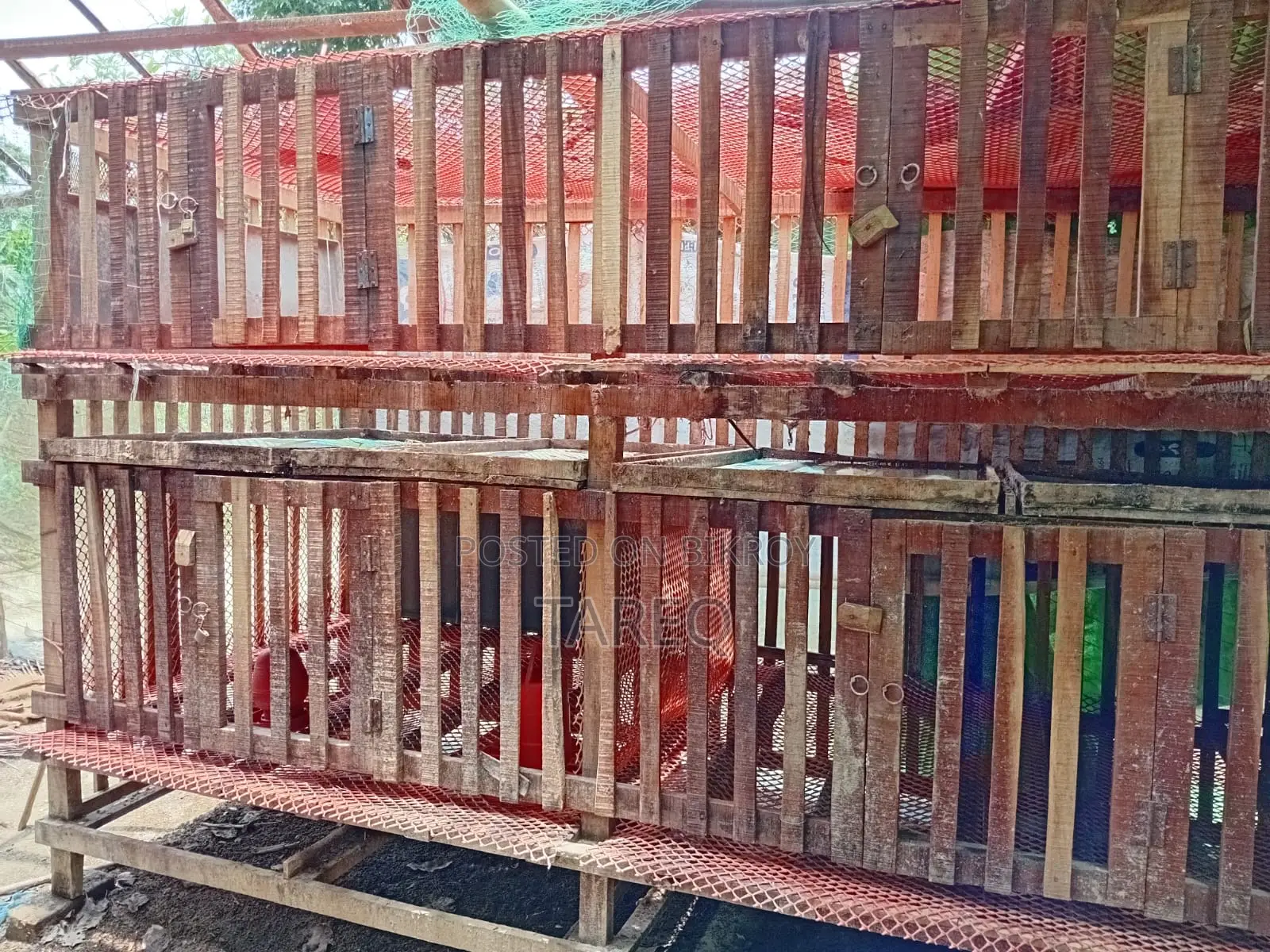 ২ তালা কাঠের মুরগির খাঁচা