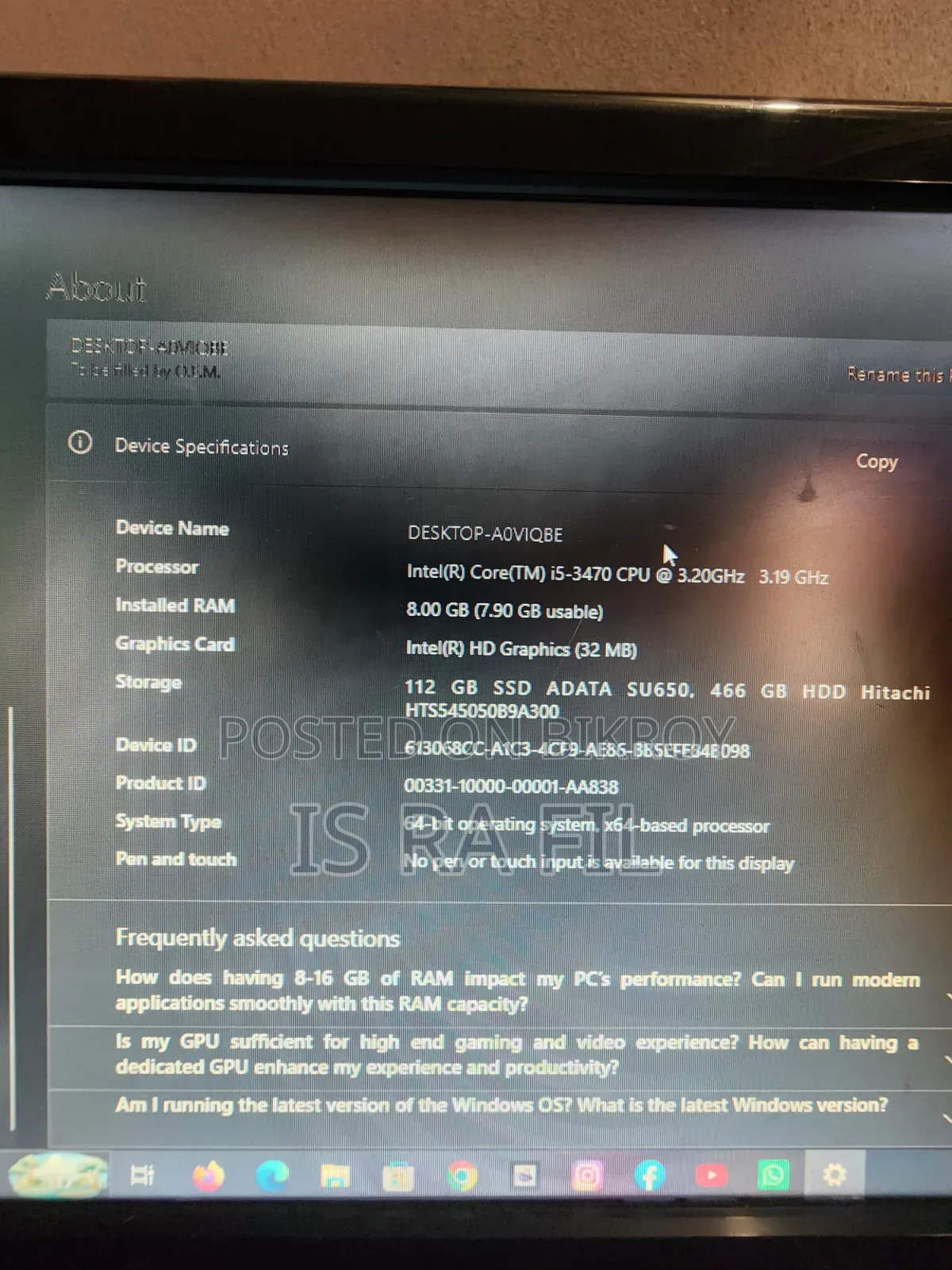 Desktop Computer Samsung ArtPC PULSE 8GB Intel Core i5 HDD 500GB